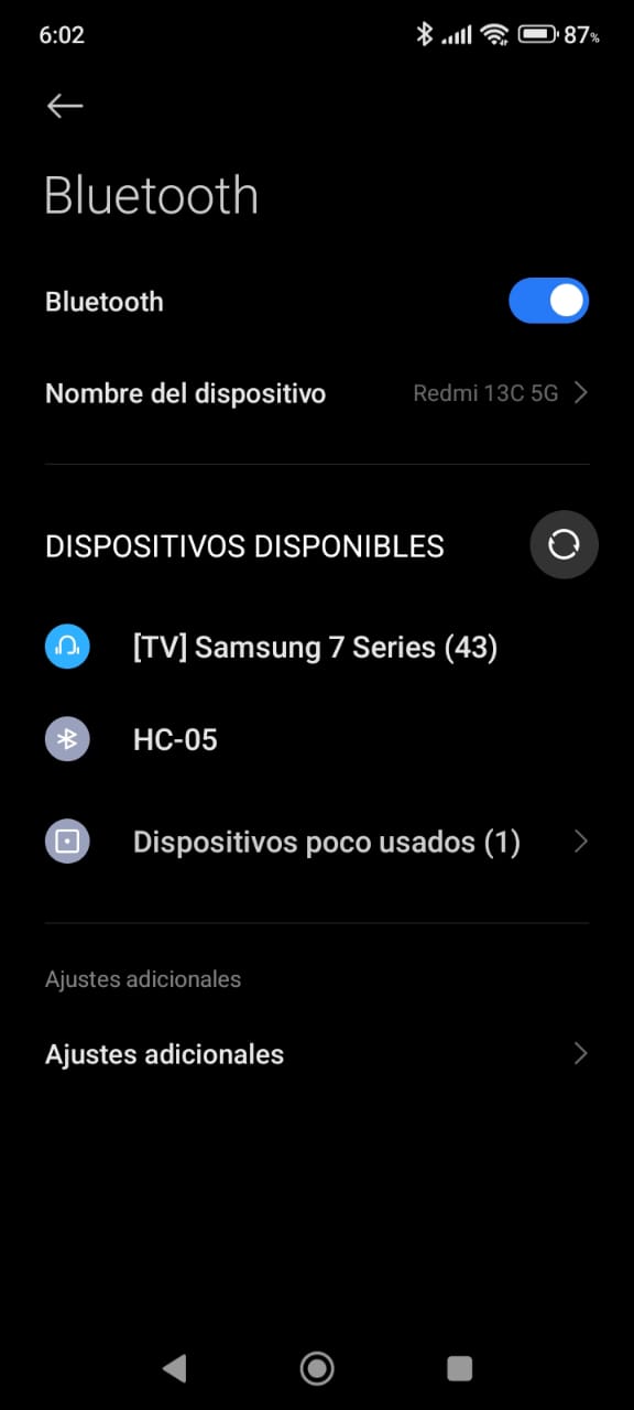 Lista de dispositivos Bluetooth